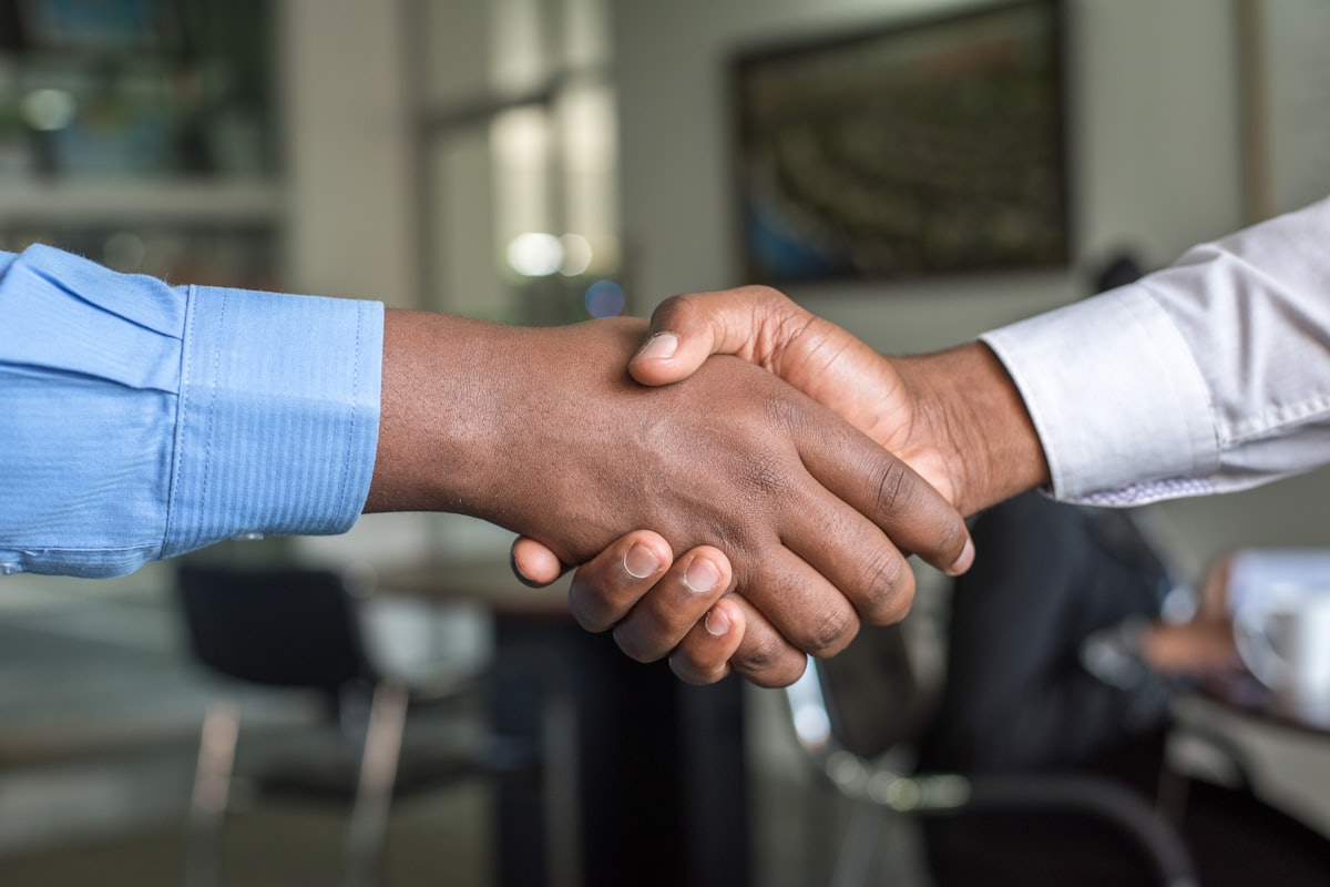 Two professionals shaking hands